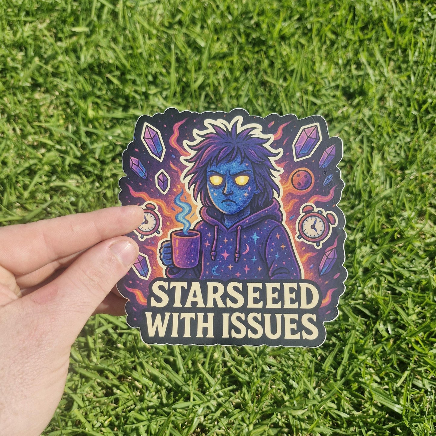 Starseed With Issues | Funny Cosmic Vinyl Sticker | Starbeing Humor Decal | Spiritual Awakening Vibes | ShopCelestique
