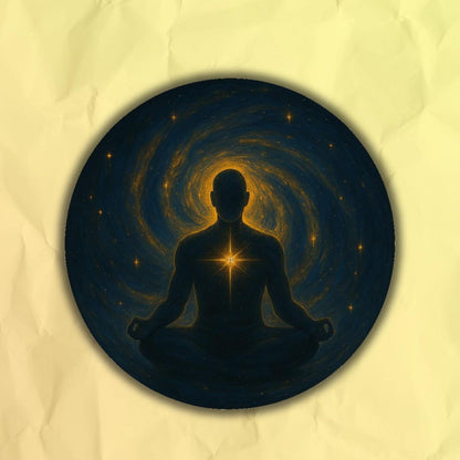 Matte Cosmic Meditation Sticker | Spiritual Vinyl Art for Journals, Laptops, Water Bottles | Sacred Geometry Sticker