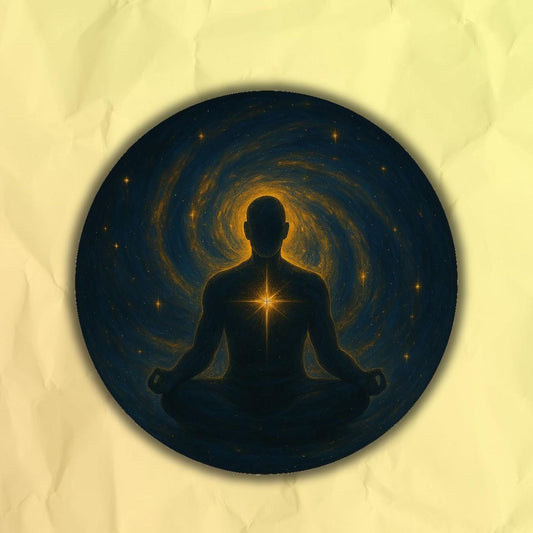Matte Cosmic Meditation Sticker | Spiritual Vinyl Art for Journals, Laptops, Water Bottles | Sacred Geometry Sticker