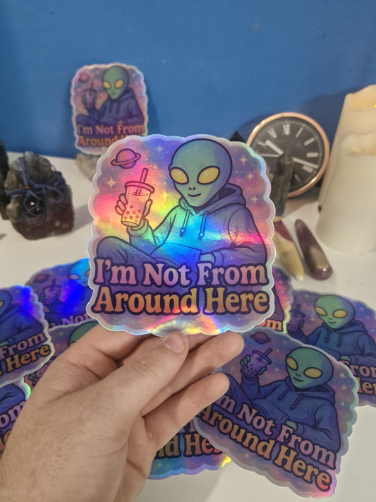 Cosmic Duo – Holographic Alien & All-Seeing Eye Sticker Pack | Funny Trippy Stickers for Water Bottles, Laptops, Journals
